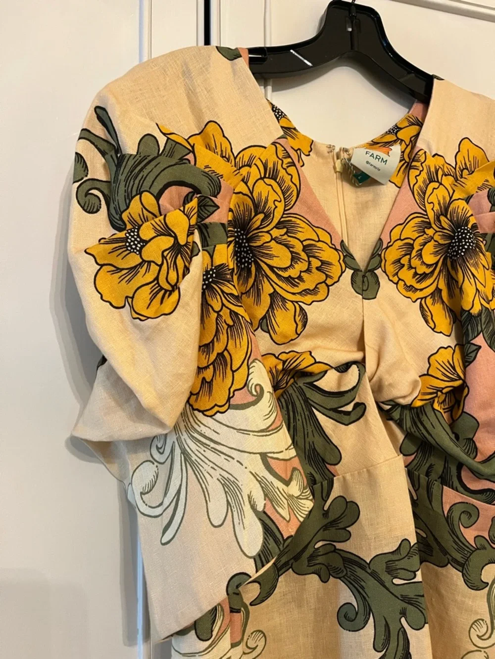 NWT FARM Rio Linen Floral Midi Dress - Picture 3 of 8